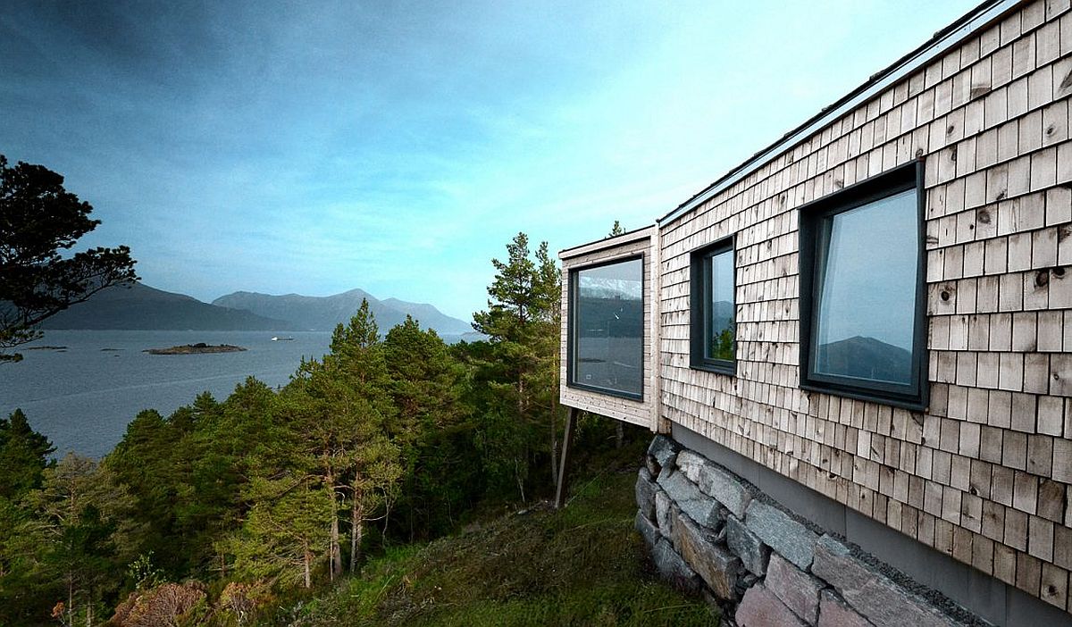 Exterior of the fabulous wooden cabin is built to withstand strong coastal winds