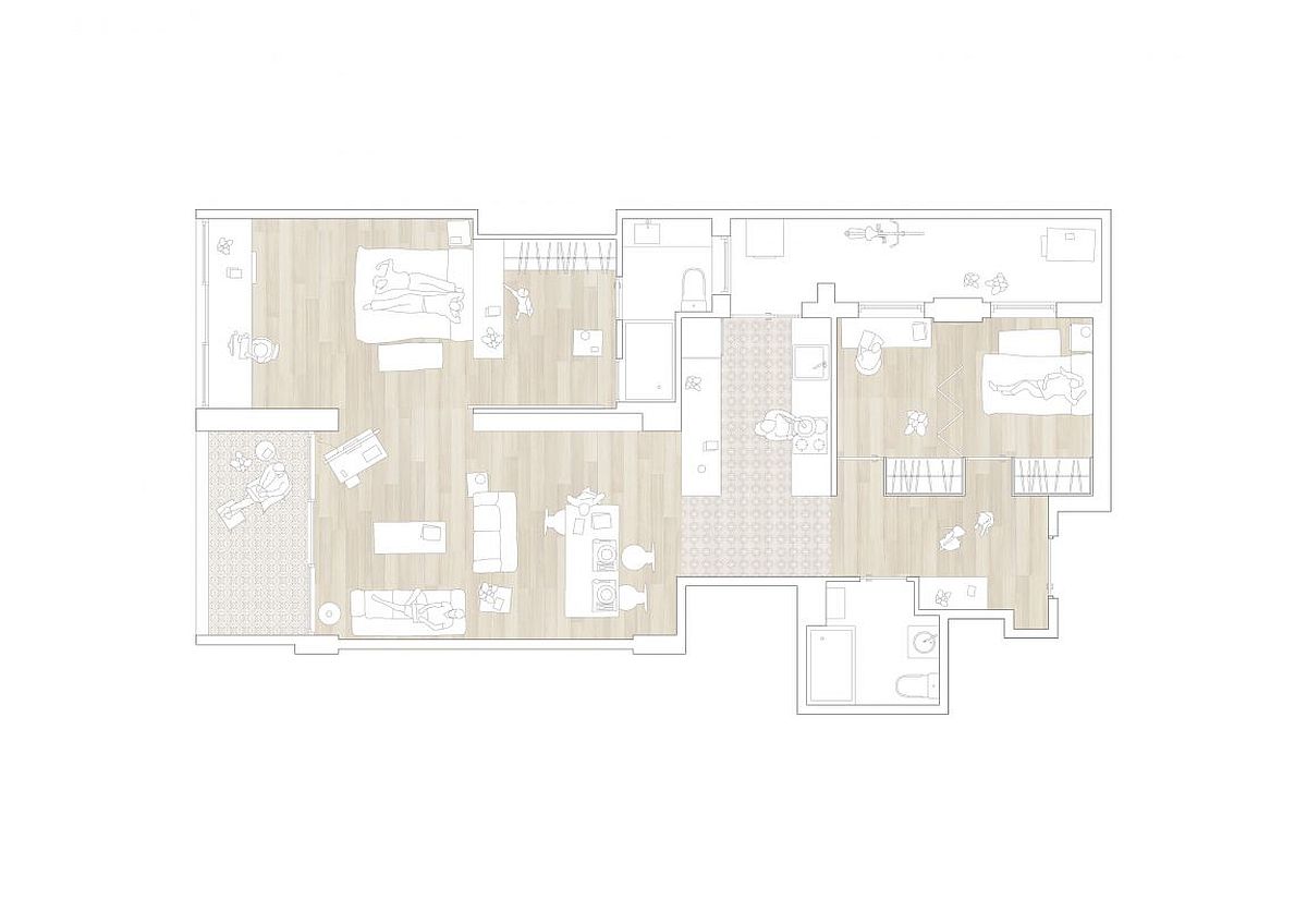 Floor plan of the renovated apartment in Barcelona