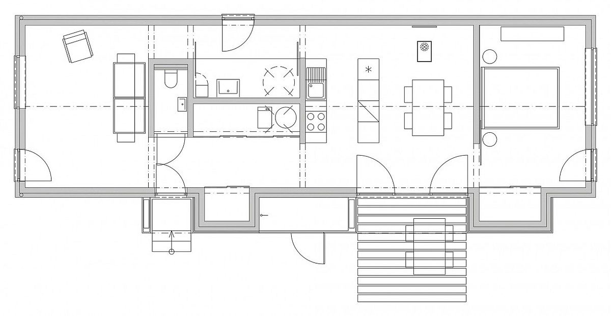 Floor plan of the wooden brick house in Slovakia