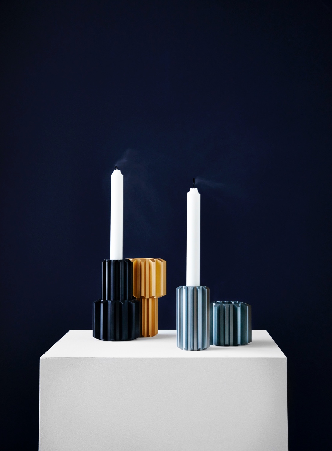 Gear Candle Holder designed by Rikke Frost. Inspired by a trip to DieselHouse, an exhibition on diesel technology in Copenhagen, the Gear Candle Holder strikes an urbane industrial countenance.