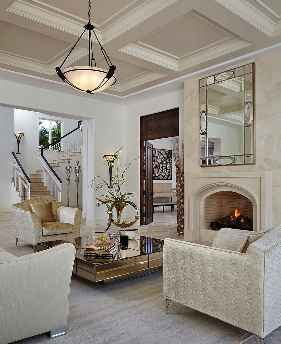 Gorgeous mirrored coffee table with a dash of golden glint [Design: Annie Santulli Designs]