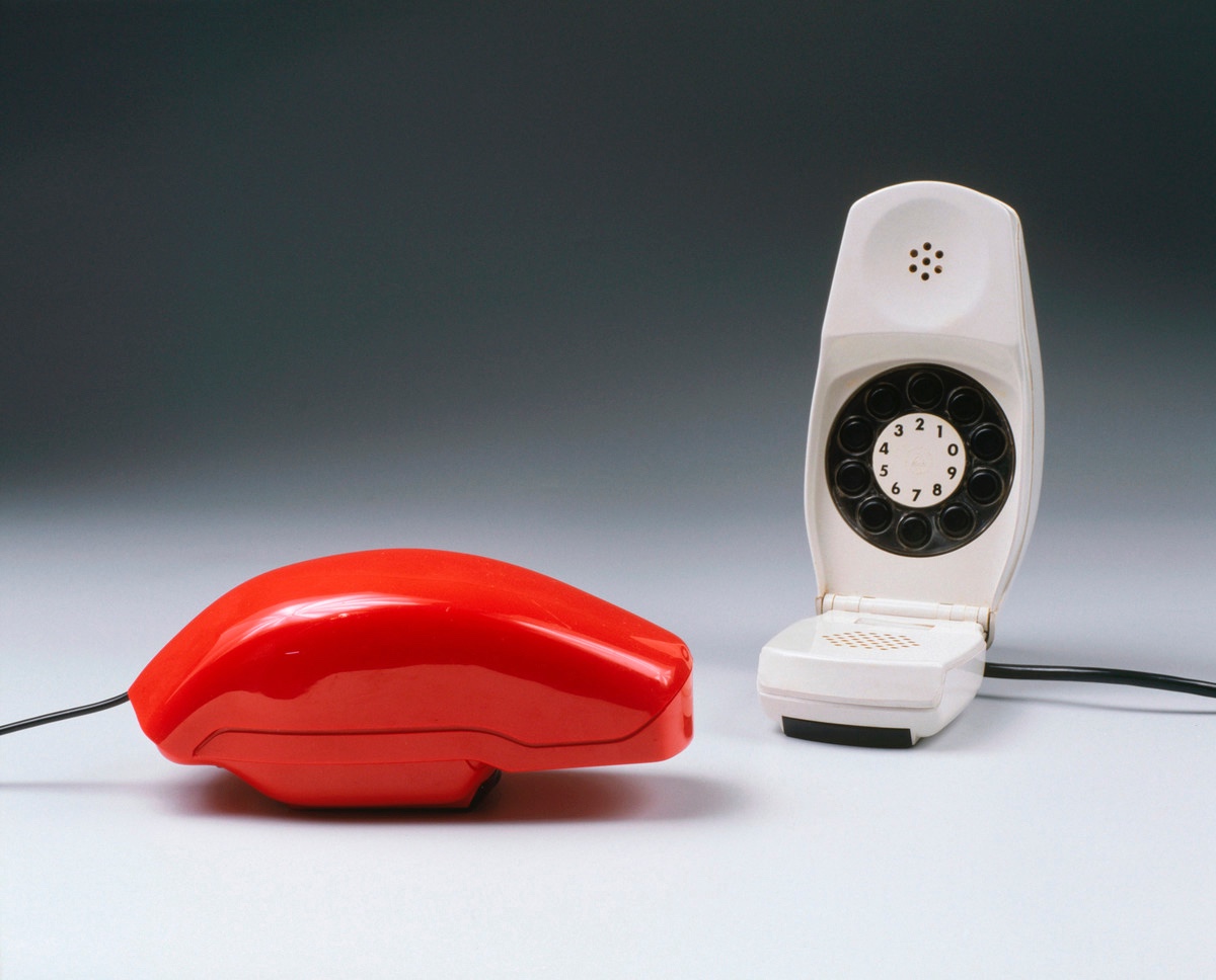 The Grillo telephone (1965) for Siemens Italtel, was the first with a flip-down mouthpiece. Designed by Richard Sapper and Marco Zanuso, it is included in the Permanent Design Collection at MoMA and won the Prize Compass d'Oro in 1967. Photo: Marion Mennicken via Design is fine.