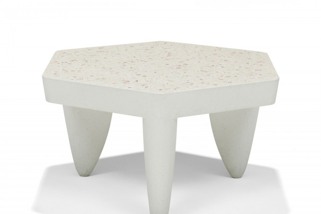 Hexagonal terrazzo table with modern style