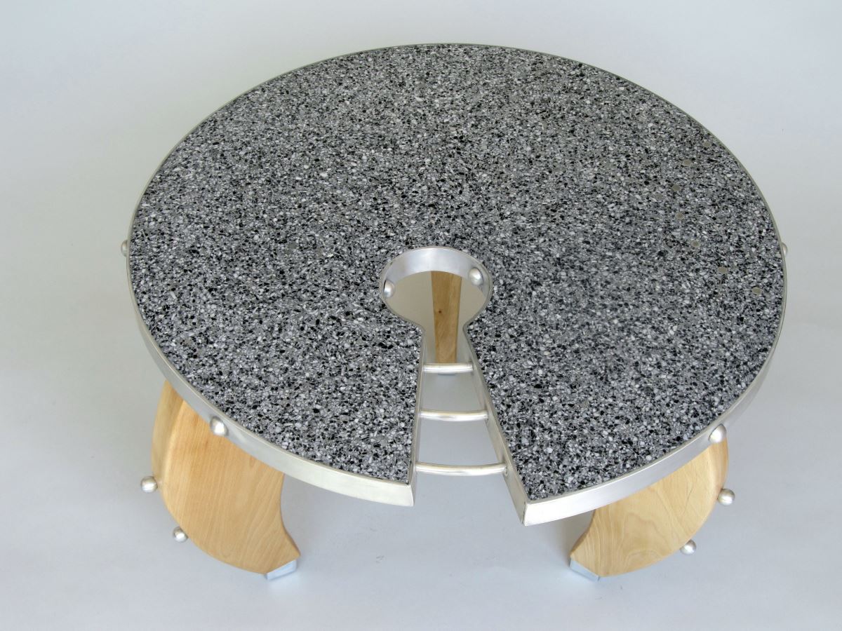 Keyhole terrazzo table from Terrazzo by Lorenzo