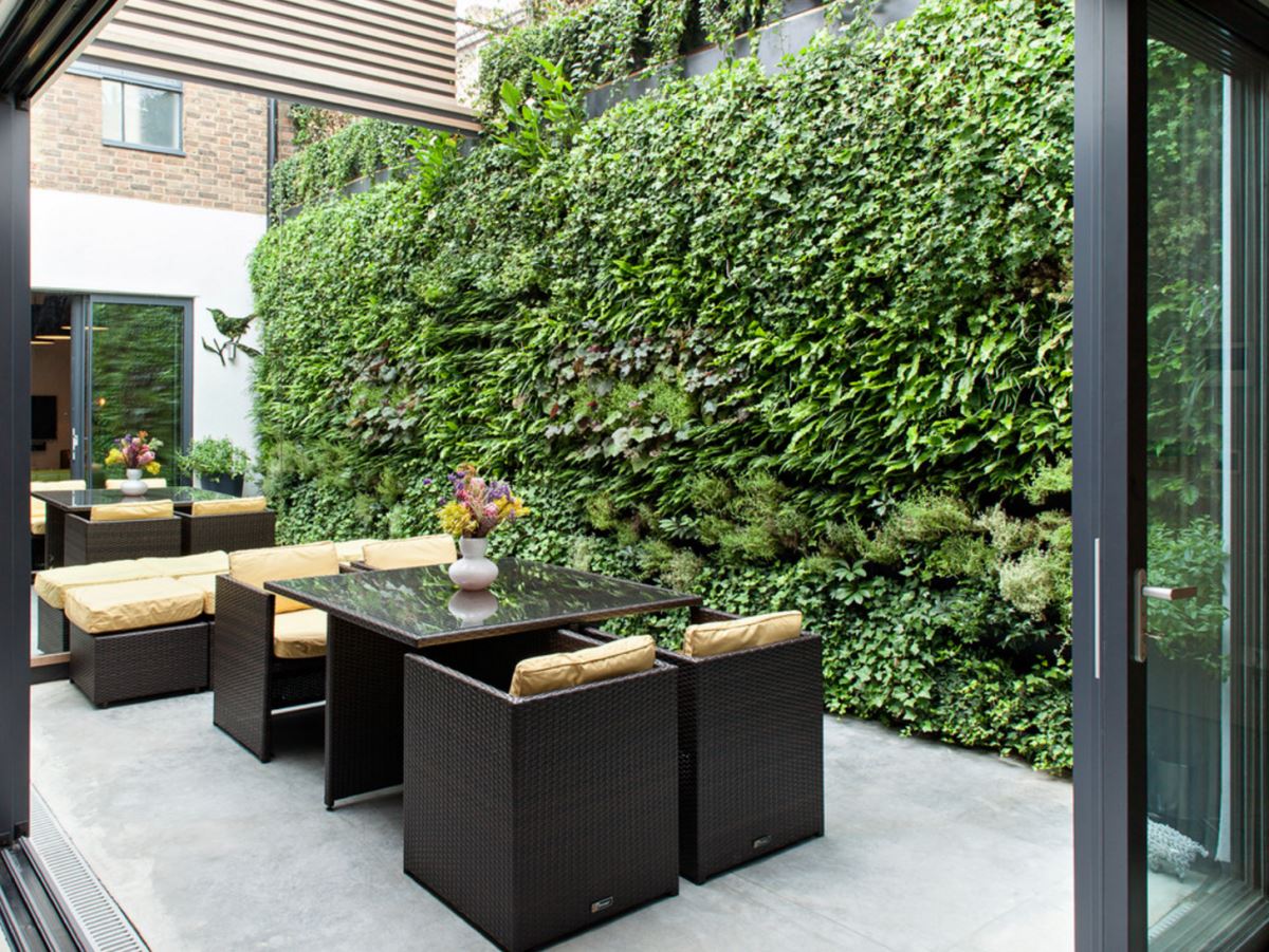 Large living wall in an outdoor space