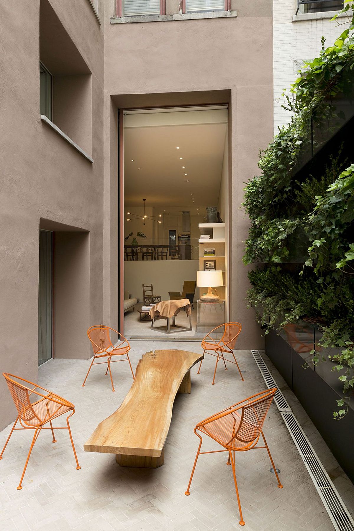 Live edge coffee table at the OM Townhouse by Studio Arthur Casas in New York City