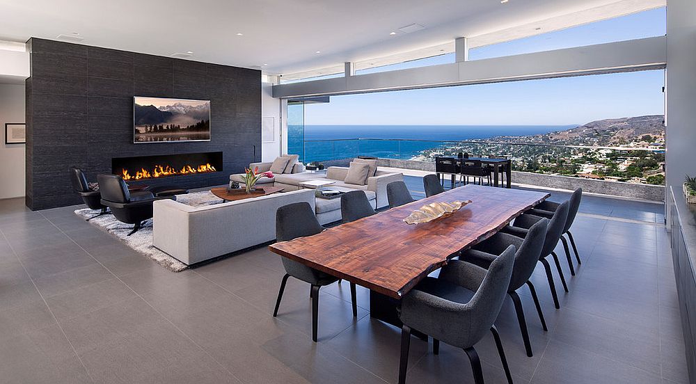 Live edge table gives the dining space a unique identity in the open plan living [Design: McClean Design]