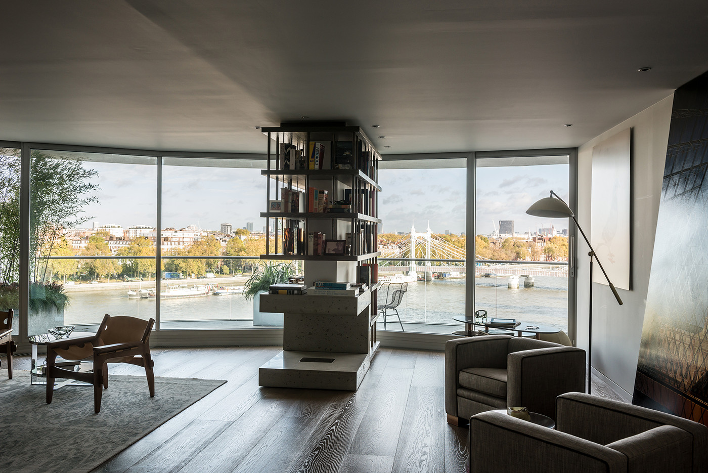 Living room with floor-to-ceiling windows