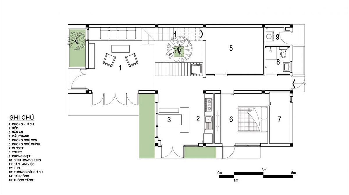 Lower level living area floor plan with kitchen, dining and bedrooms