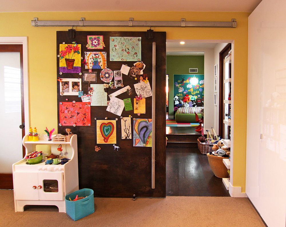 Magnetic sliding door serves more uses than one in the kids' room! [Design: Flea Market Sunday]