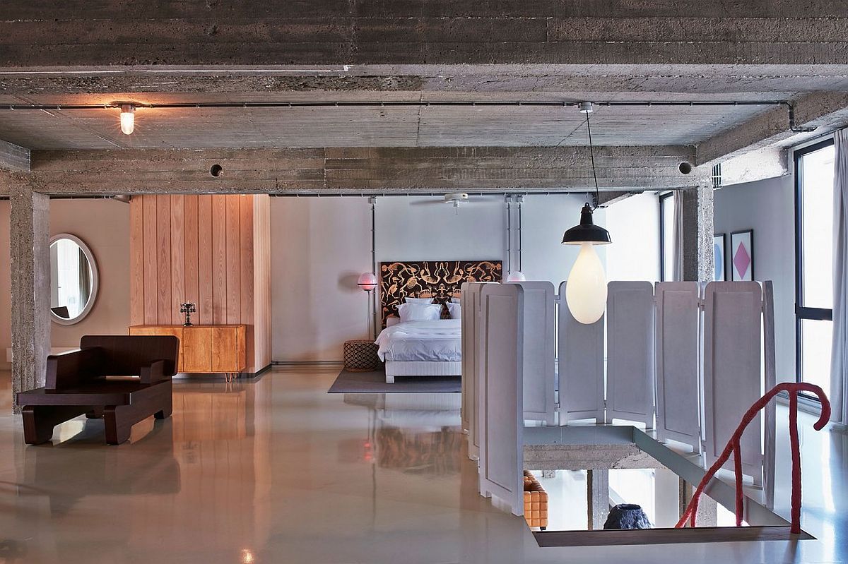 Master bedroom on the top level of the Antwerp loft