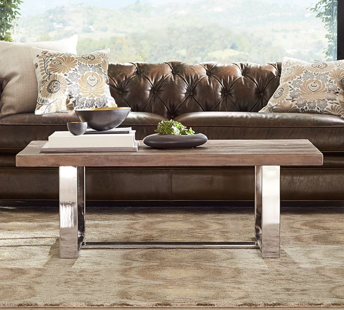 Metal and wood coffee table from Pottery Barn