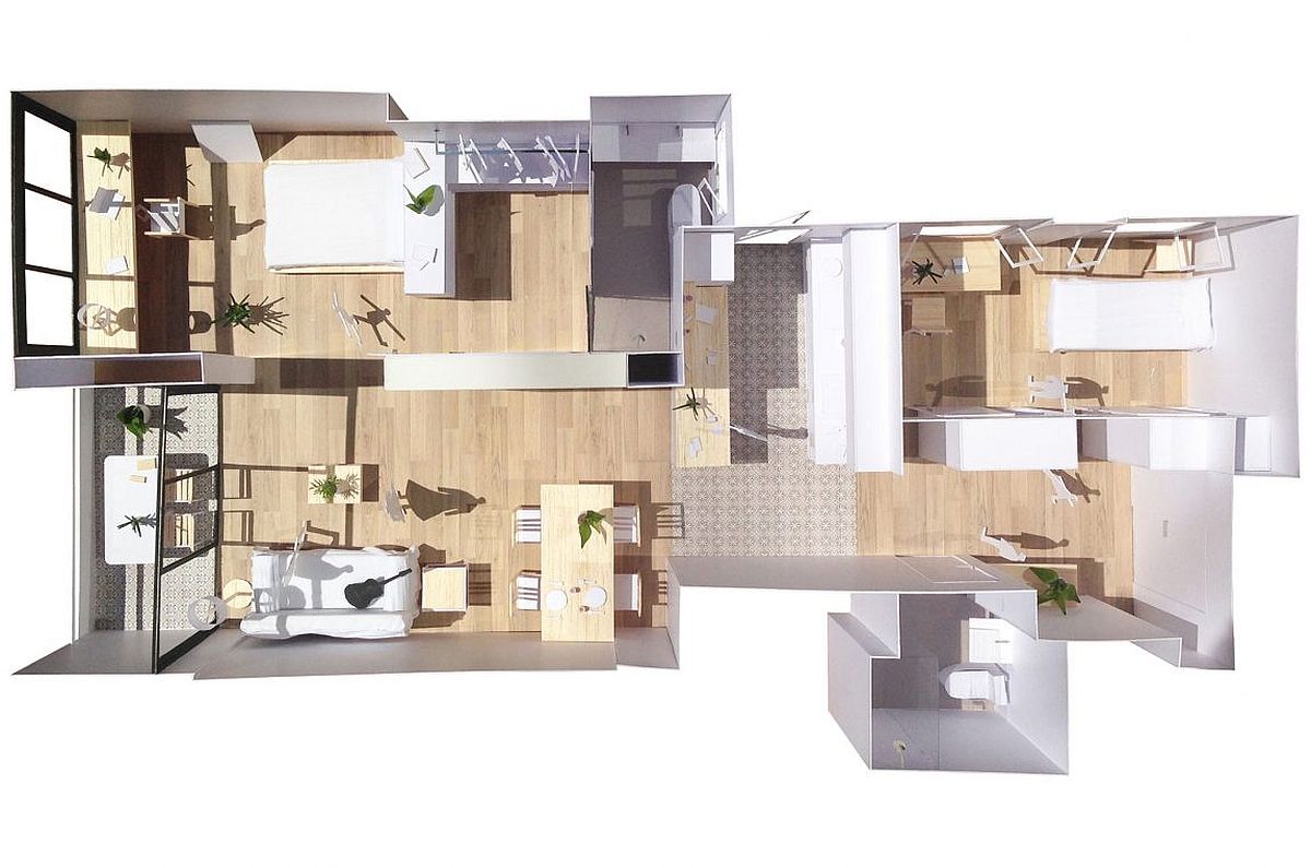 Model of the renovated apartment in Les Corts