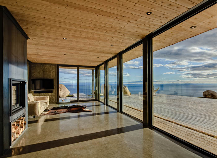 Modern home with floor-to-ceiling windows