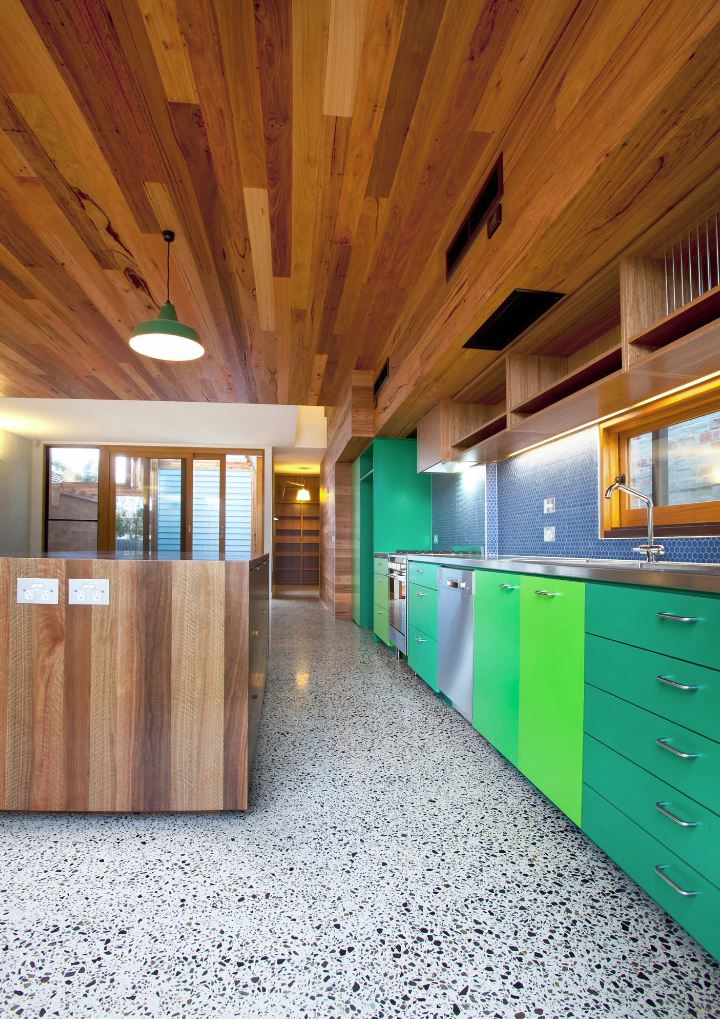Modern kitchen featuring terrazzo flooring