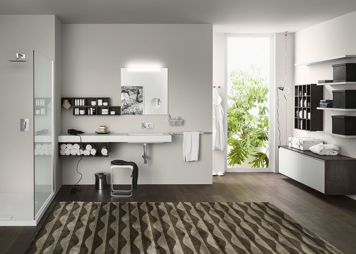 Modular bathroom furniture and vanity series from Inda