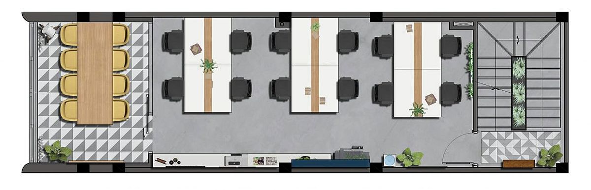 Office spaces and conference zone on the third level - Floor plan