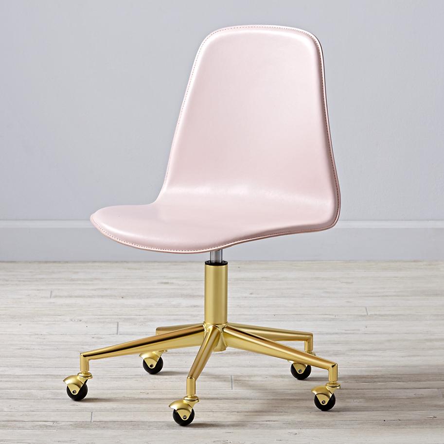 Pink and brass desk chair from The Land of Nod