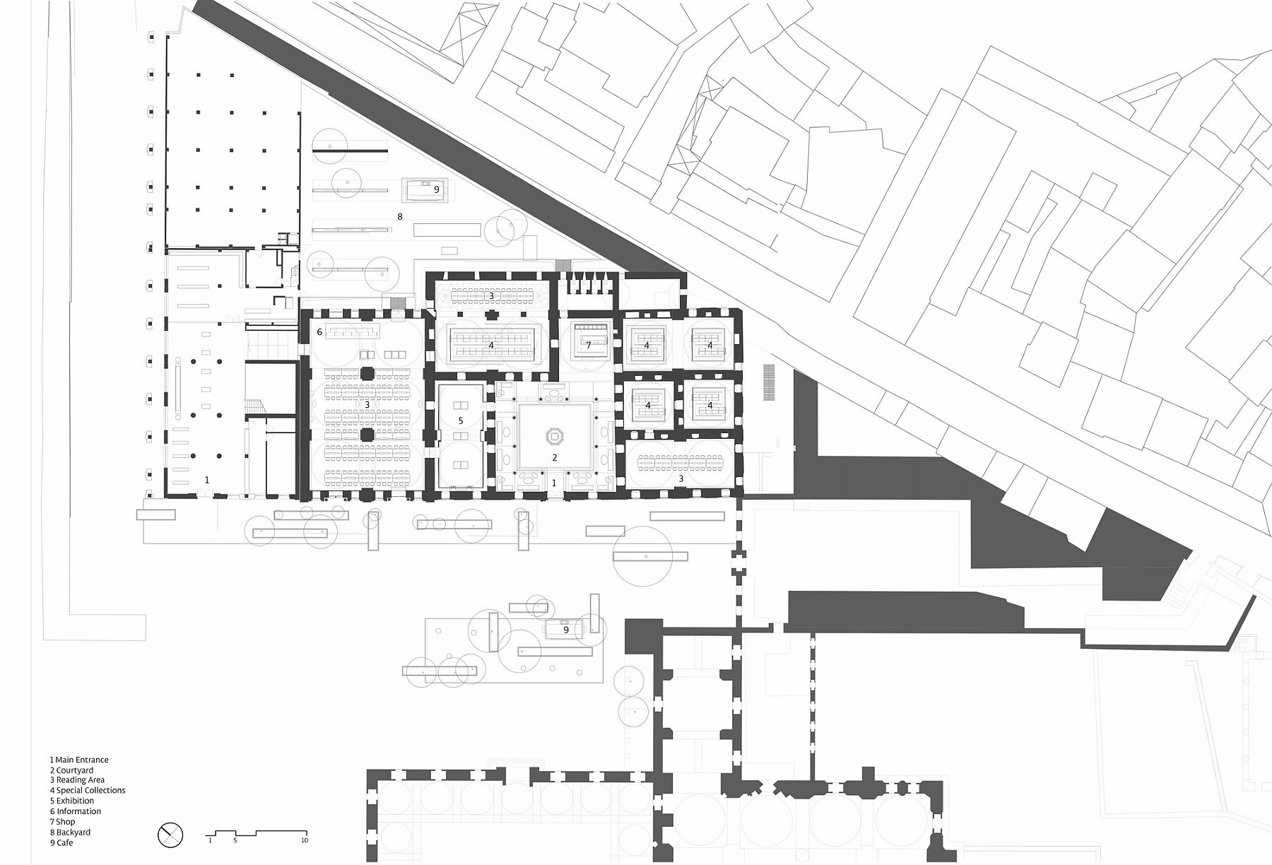 Plan of the Beyazit State Library after the renovation