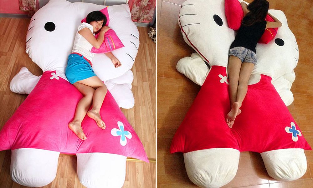 Plush Hello Kitty shaped bed is a showstopper