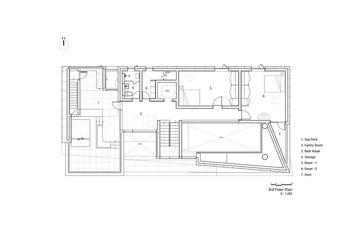 Private, third level floor plan of the house