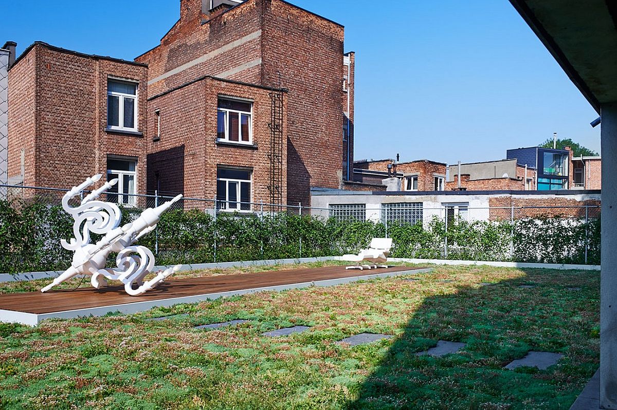 Roof garden of the revamped loft in Antwerp, Belgium