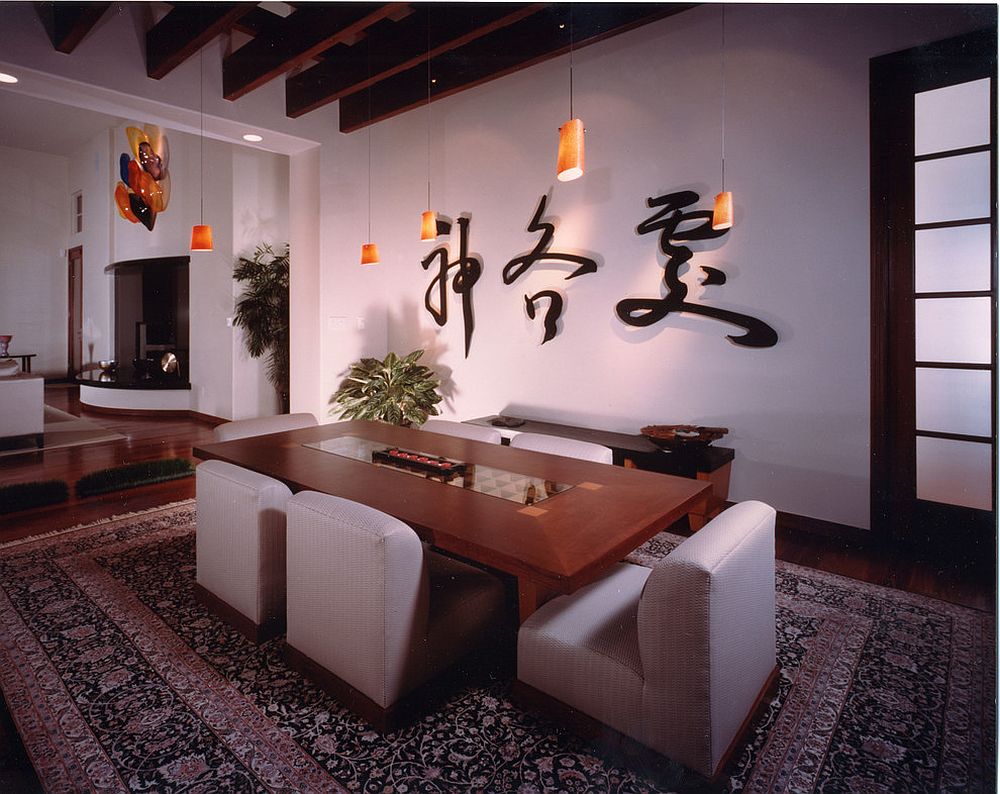 Serene dining room with modern Asian style [Design: TKP Architects]