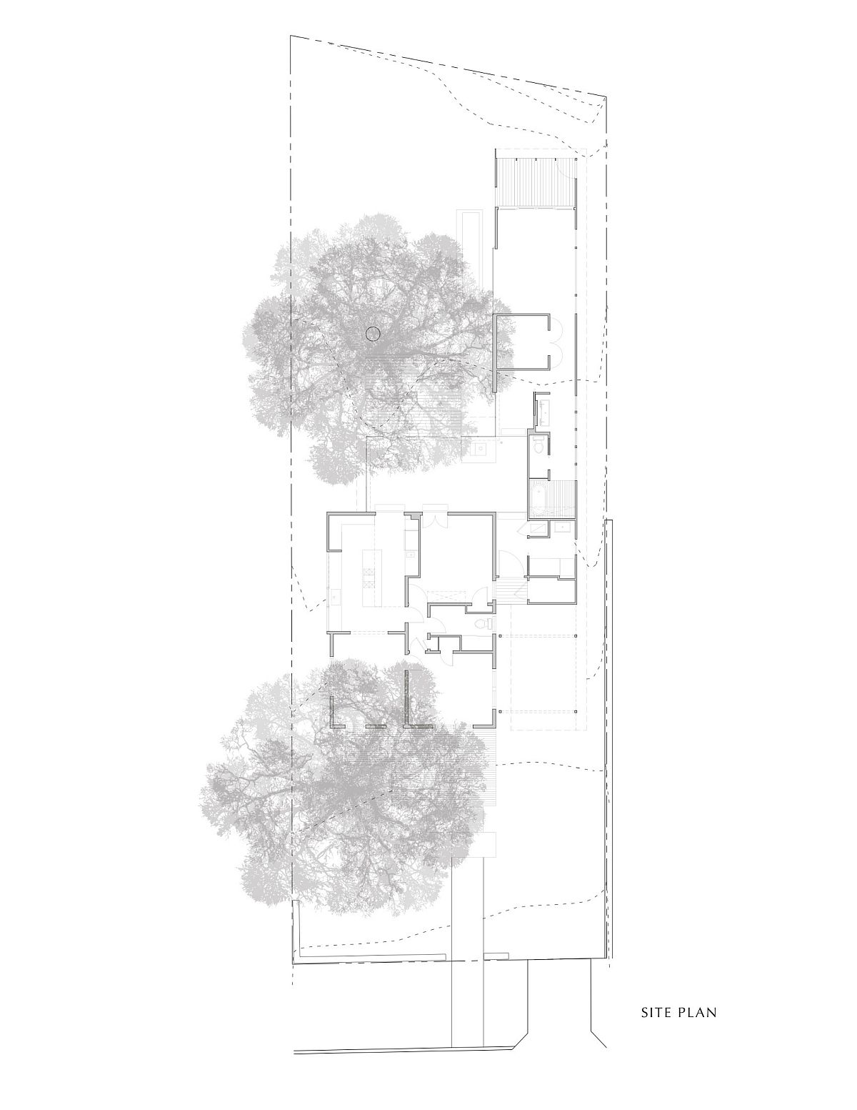 Siteplan of the revamped cottaege in Texas by Nick Deaver Architect