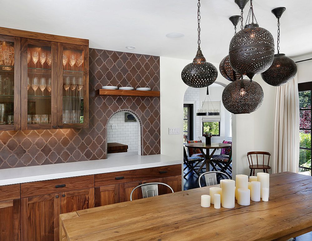 Spanish and Moroccan influences brought together in the stylish dining room [Design: Allwood Construction]