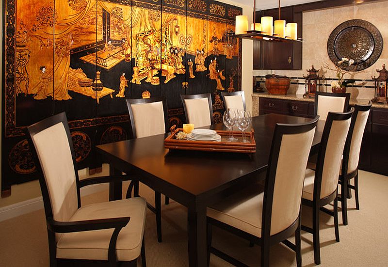 Oriental dining discount table and chairs