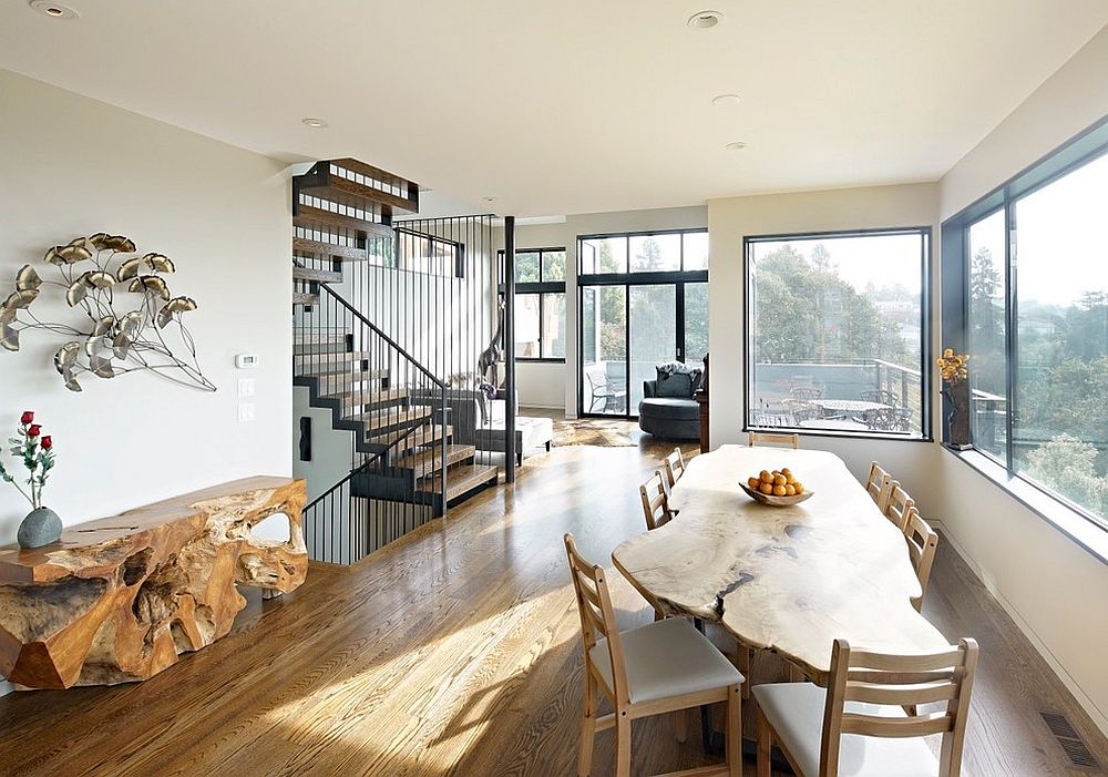 Stunning side table complements the live edge dining table perfectly [Design: Axial to Terminal]