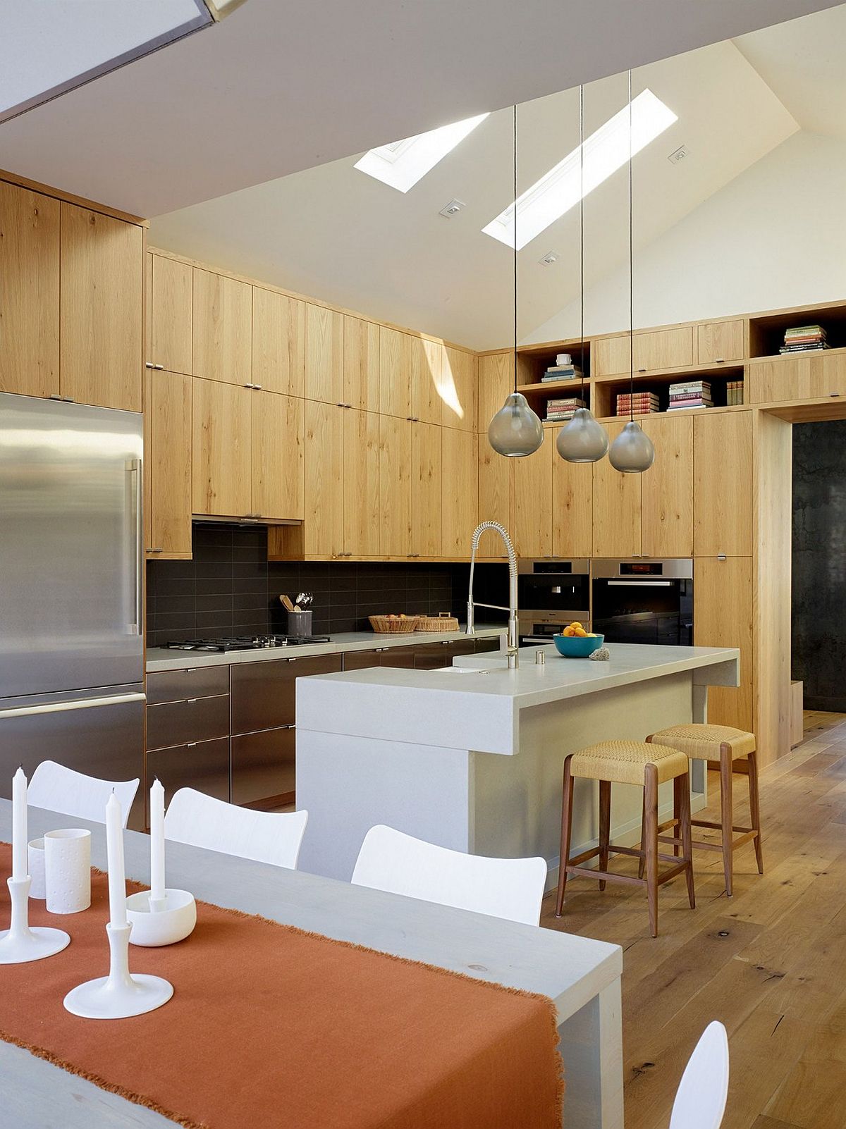 Traditional kitchen with smart pendant lights