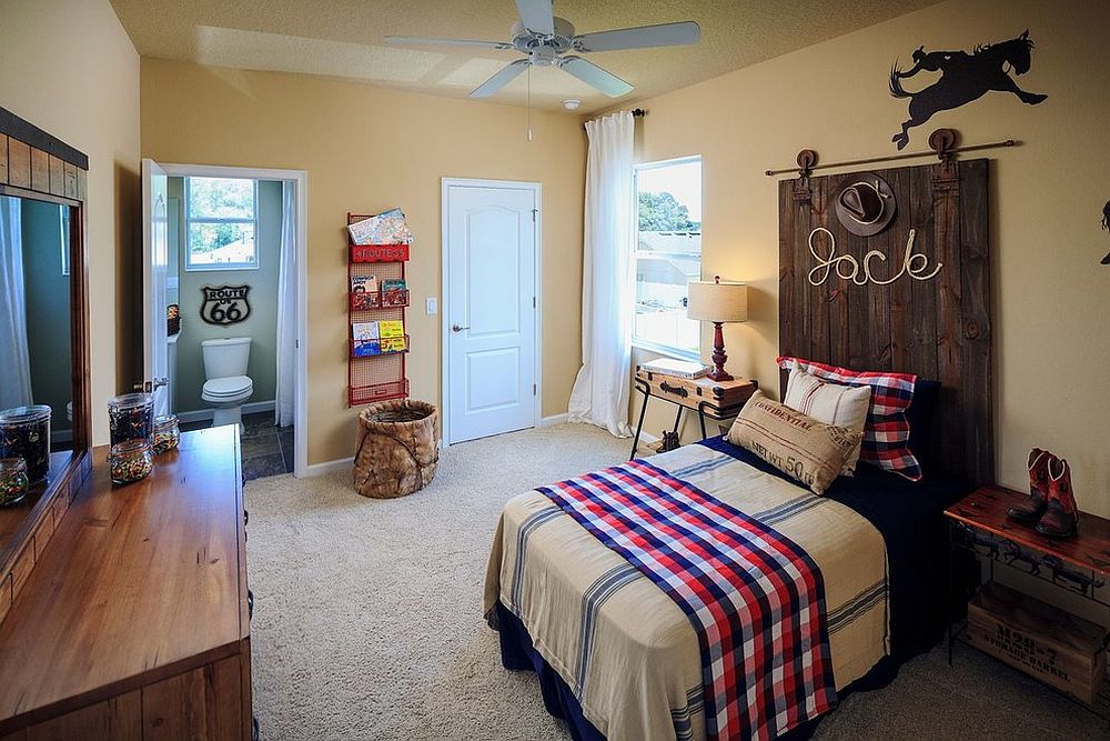 Turn the barn door into an aesthetic addition inside the modern kids' room [Design: Mead Design]