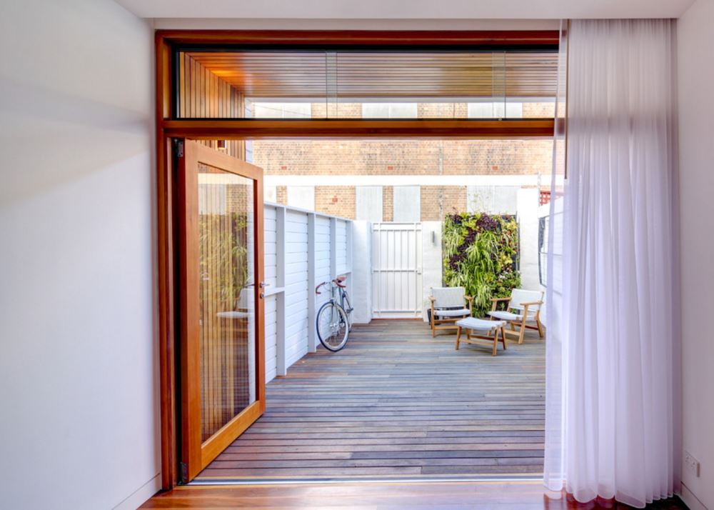 Vertical garden on an outdoor deck