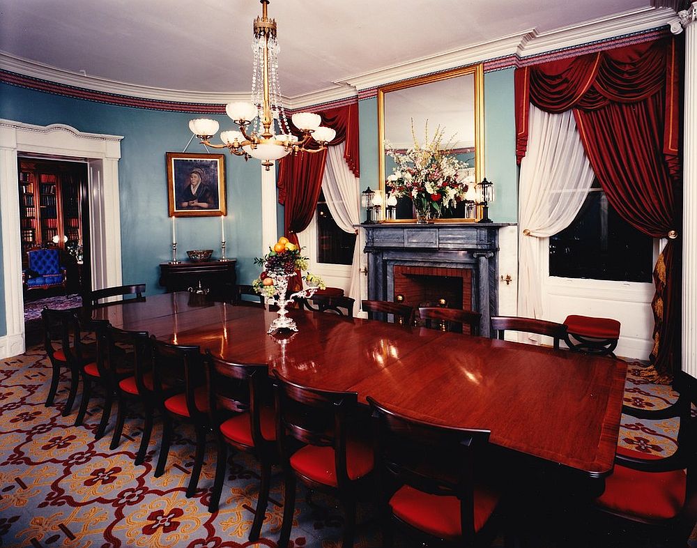 An air of historic elegance and tradition prevails in this Victorian dining room