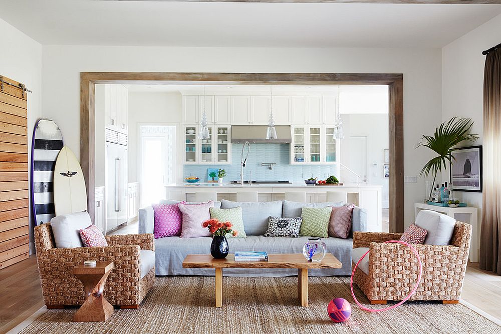 Beach style living room with an organic vibe [Design: Andrew Howard Interior Design]