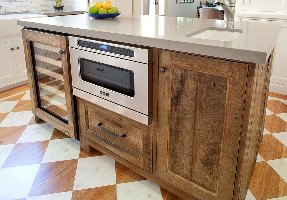 Bespoke kitchen island crafted from reclaimed wood [Design: JWT Associates]