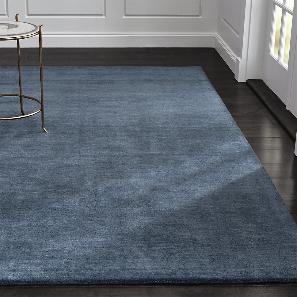 Blue wool rug from Crate & Barrel
