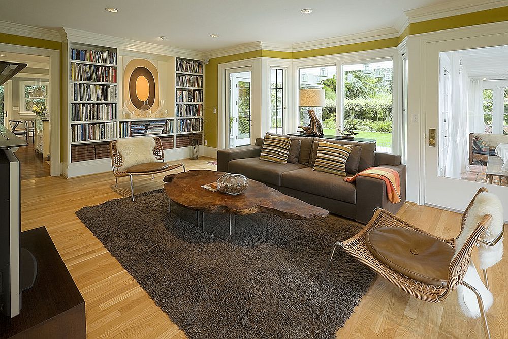 Bookshelf adds color to the elegant living room