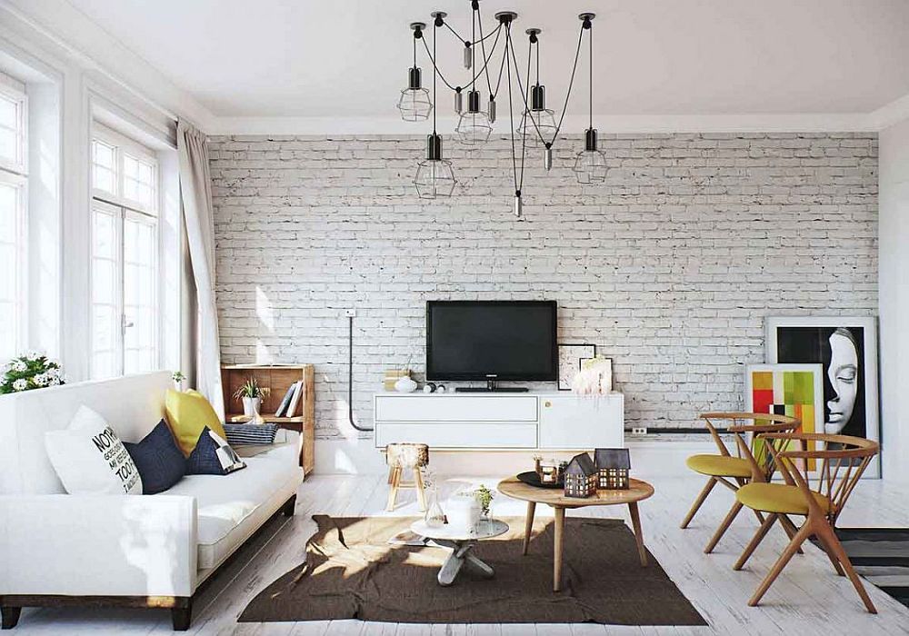 white brick wall apartment