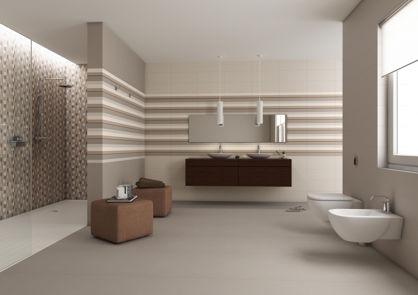 Contemporary bathroom in shades of taupe
