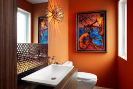 Cheerful Spunk: Enliven Your Powder Room with a Splash of Orange