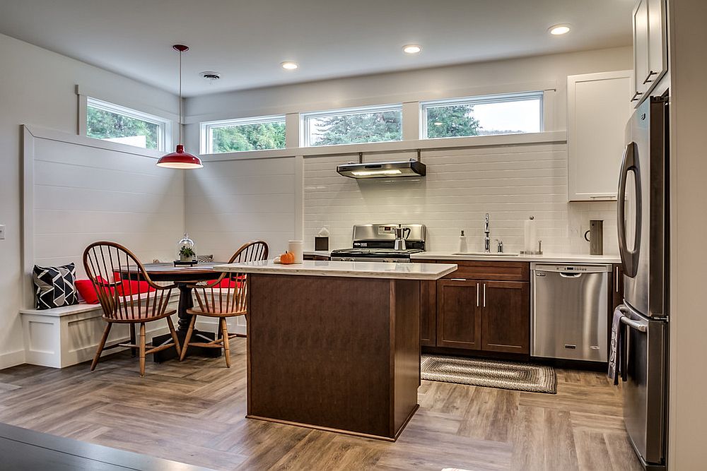 Corner kitchen banquette with Scandinavian style