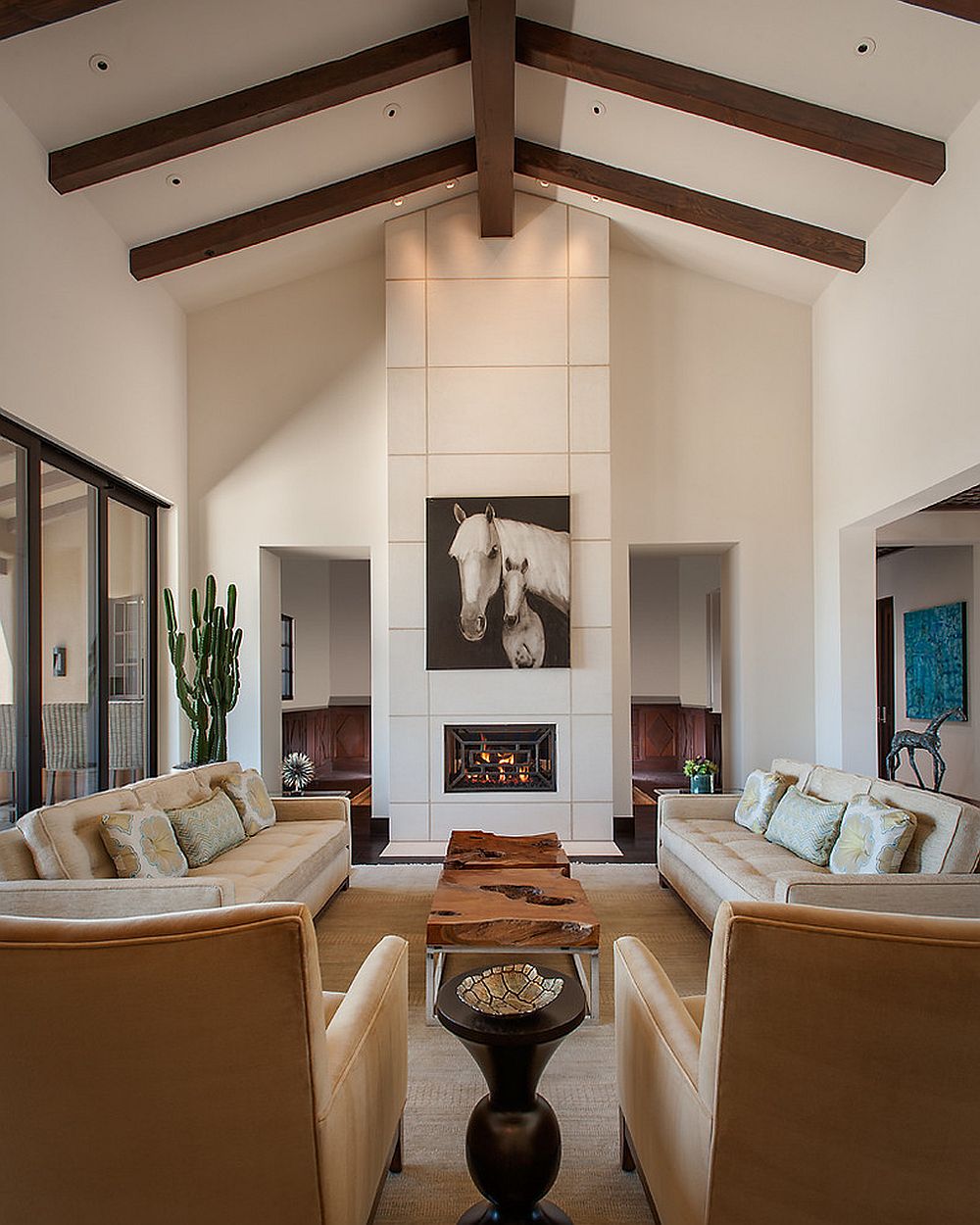 Custom crafted coffee table using a natural slab of wood [From: Janet Brooks Design]