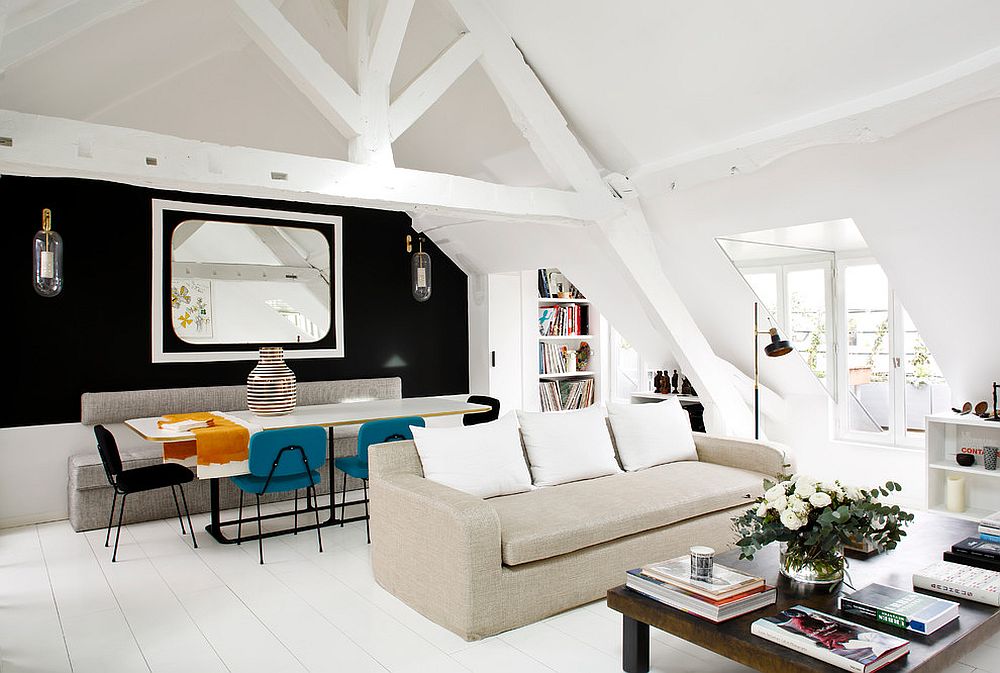 Dining space in the backdrop reinterprets the idea of a classic banquette [From: Sarah Lavoine - Studio d'architecture d'intérieur]