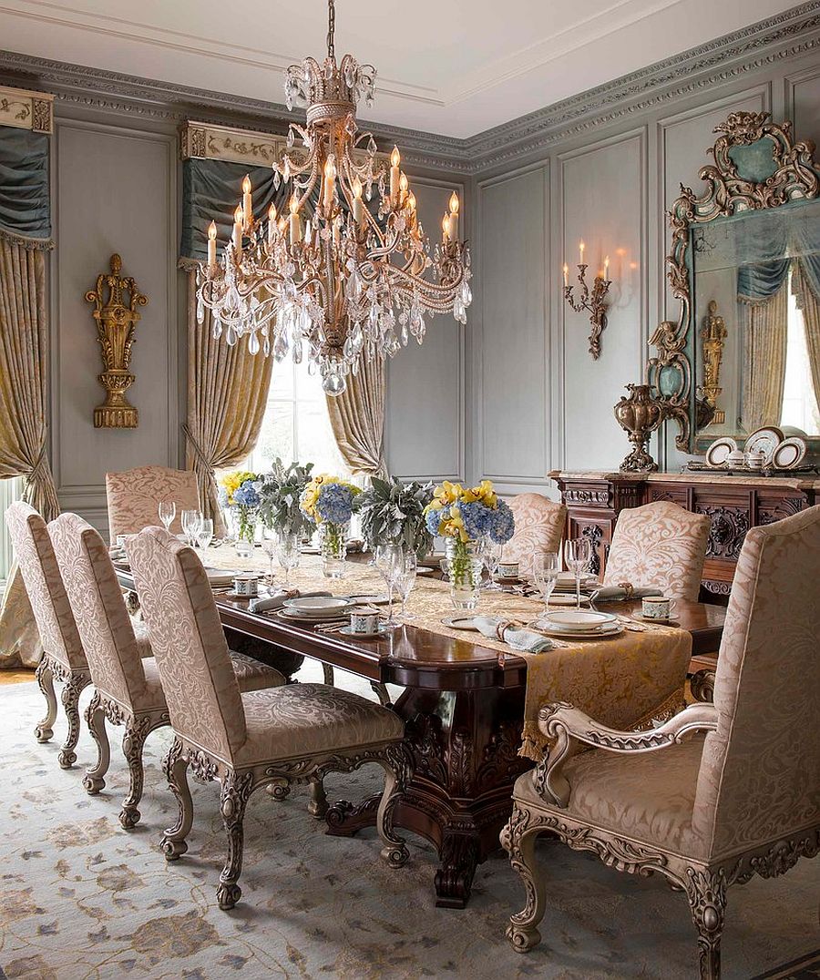 Exquisite Victorian dining room offers timeless class and elegance [Design: Dallas Design Group, Interiors/ Tracy Rasor – Photography: Dan Piassick]