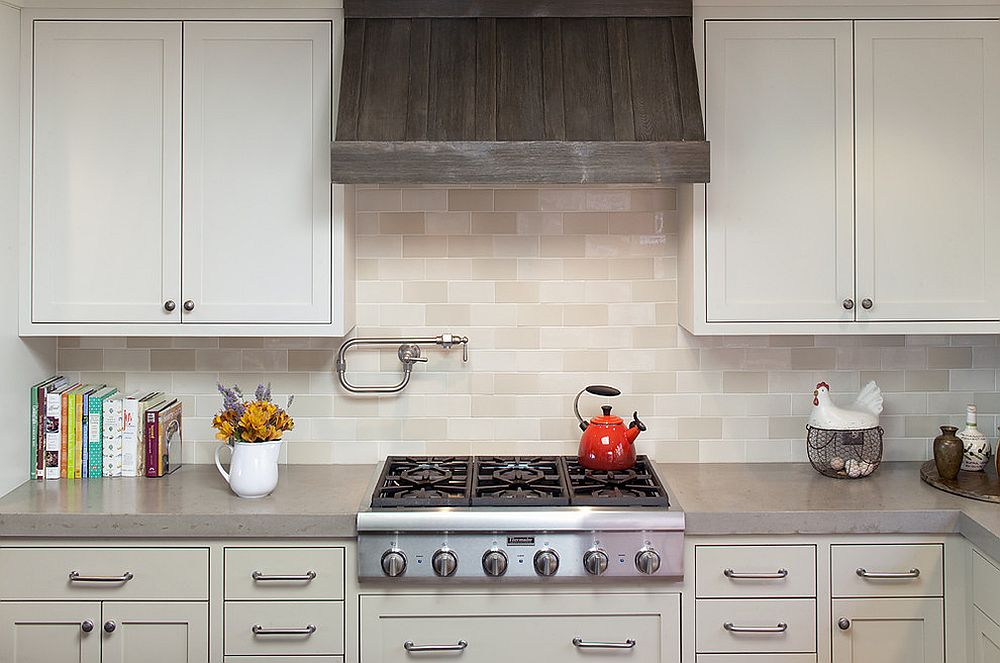 Exquisite kitchen hood crafted from reclaimed barn wood