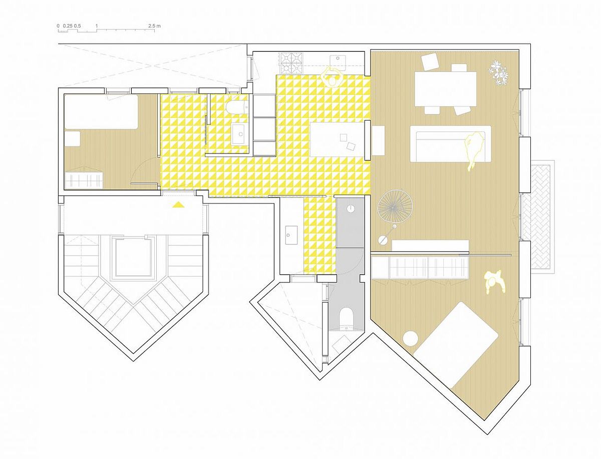 Floor plan of the revamped residence in Eixample district of Barcelona