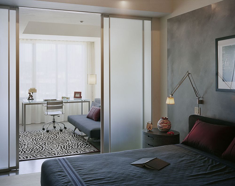 Frosted glass doors can replace room dividers for those who seek more privacy and tranquility