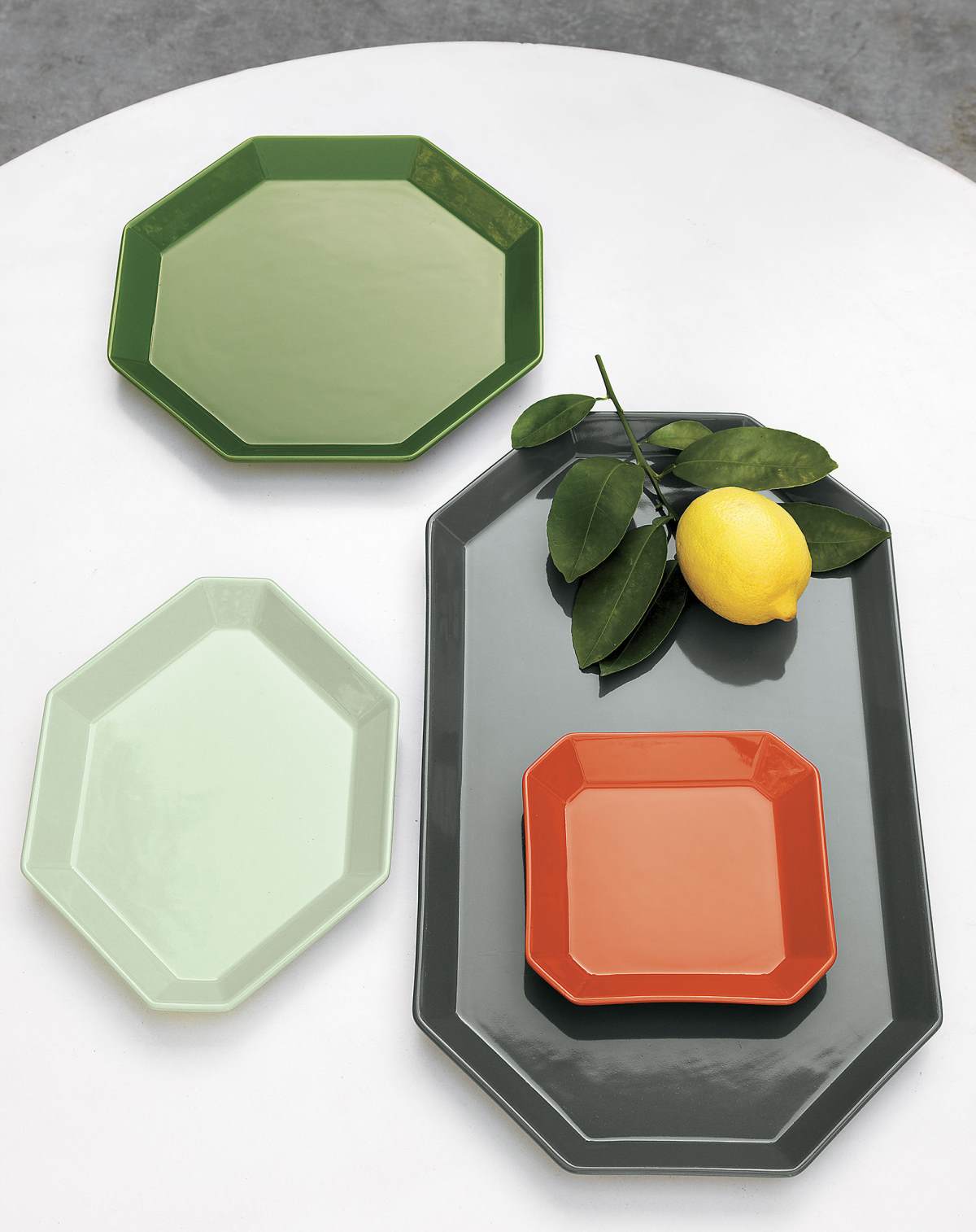 Geometric dinnerware in subtle tones